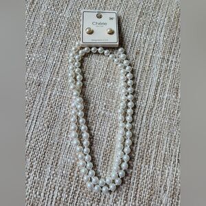 Faux pearl necklace and matching earring set, New, Never worn